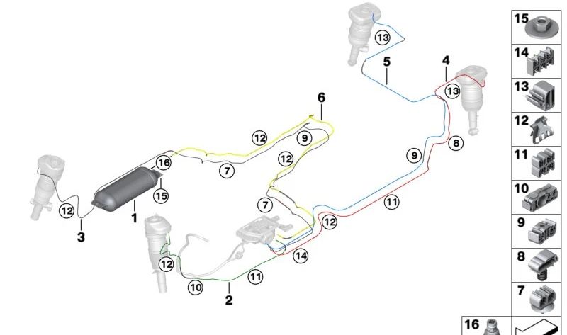 Clip de fijación de cables OEM 37226776050 para BMW G32, G11, G12, E70, F15, G05, F85, E71, E72, F16, G06, F86, G07. Original BMW.