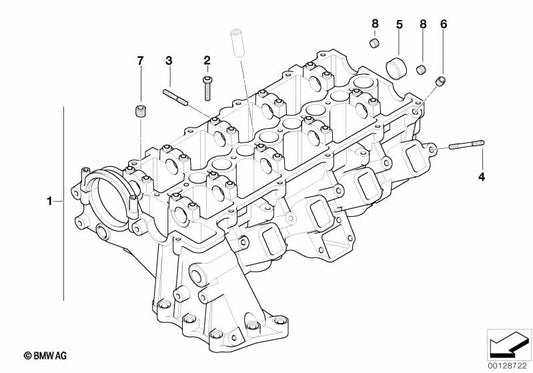 Cylinder head for BMW 1 Series E87, 3 Series E46, E90, E91, 5 Series E60, E61, X3 E83 (OEM 11127806058). Genuine BMW.