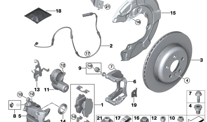 Carcasa de pinza de freno derecha para BMW G80, G82, F90N, F91 (OEM 34206898602). Original BMW.