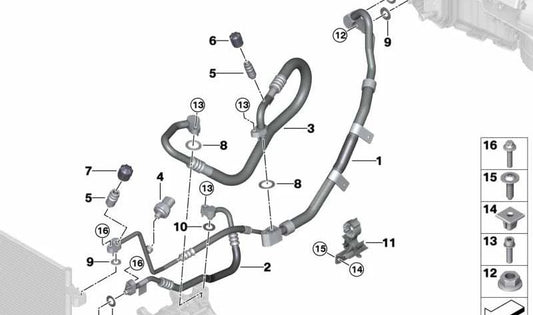 Evaporator-Compressor Suction Pipe for BMW X5 G05, G06, X6 G06, X7 G07 (OEM 64536993263). Original BMW