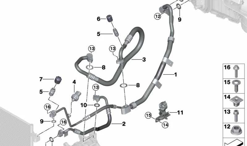 Tubería de aire acondicionado OEM 64539354583 para BMW G05, G06, G07. Original BMW