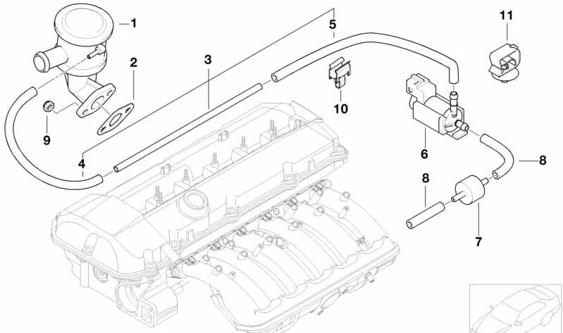 Válvula de cierre para BMW Serie 3 E46 (OEM 11727573932). Original BMW.