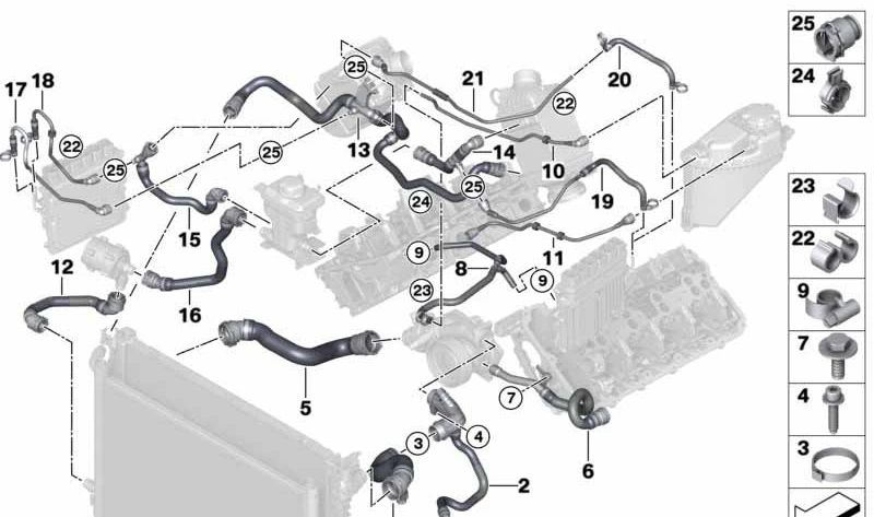 Kühlmittelkühlerrohr für BMW 5er G30, 7er G11, G12 (OEM 17128662871). Original BMW