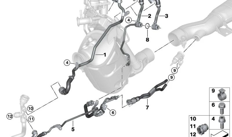 Tubo di refrigerante OEM 11538473964 per BMW G30, G31, G11, G12, G01, G02. BMW originale.