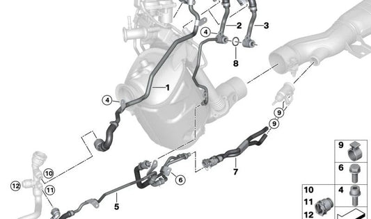 Tubo de dosagem SCR para BMW Série 5 G30, G31, X3 G01, X4 G02 (OEM 17128473960). BMW original