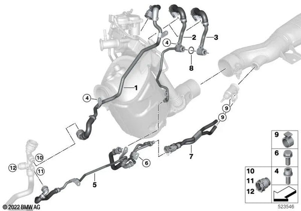 Conducción del cárter del cilindro para BMW G30, G31, G11, G12, G01, G02 (OEM 11538576311). Original BMW.