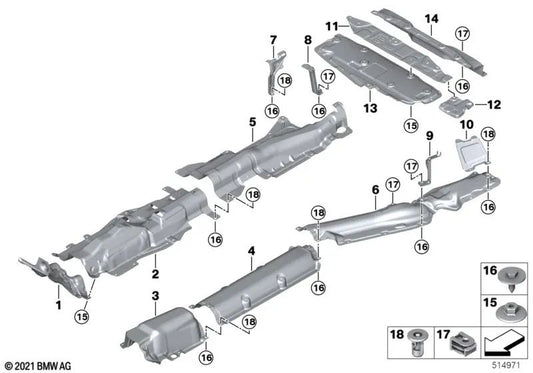 Aislamiento térmico parachoques trasero para BMW U06 (OEM 51129850487). Original BMW