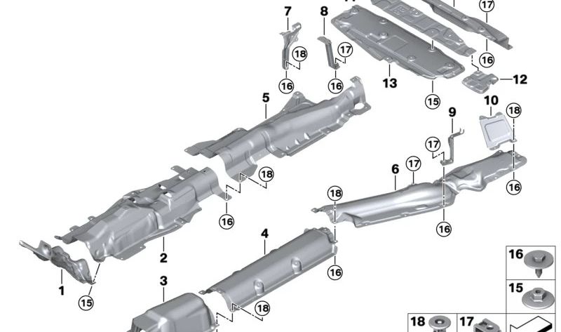 Aislante térmico para túnel de transmisión OEM 51488498375 para BMW Serie 1 F40, Serie 2 Gran Coupé F44, X1 U11, iX1 U11, Serie 2 Active Tourer U06. Original BMW.