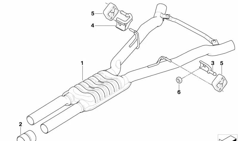 Silenciador intermedio para BMW E63, E64 (OEM 18307526380). Original BMW