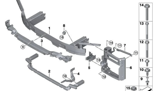 Conexión vertical izquierda para BMW X5 F95, F96, XM G09 (OEM 51118076685). Original BMW