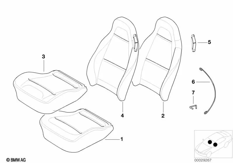 Couverture de secours en cuir droit pour la série BMW 3 E46, série 5 E39, 7 E65 Série (OEM 52102693074). BMW d'origine