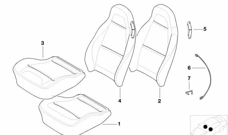 Right Leather Backrest Cover for BMW (OEM 52108411948). Original BMW