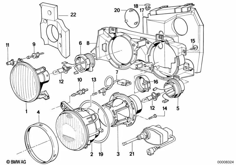 Regulador de alcance de luces para BMW E34, E32 (OEM 67168351633). Original BMW.