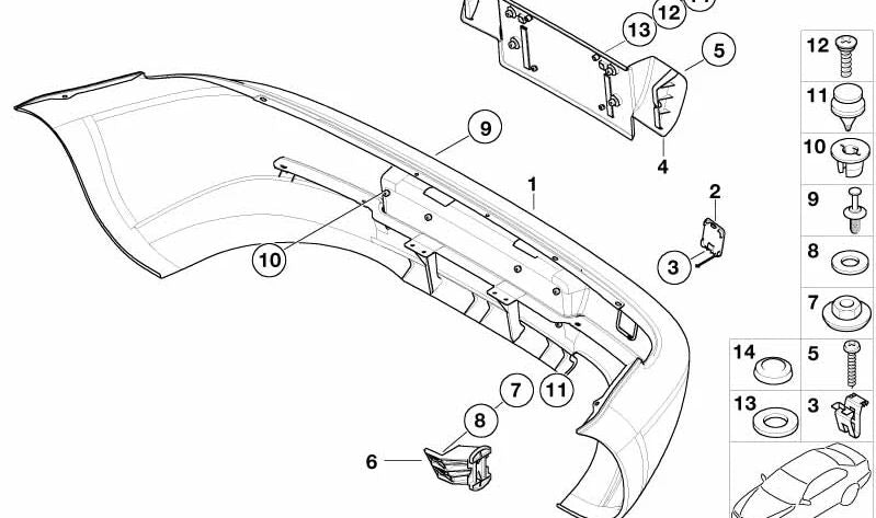 Revestimiento de Parachoques Imprimado Trasero para BMW (OEM 51120307541). Original BMW