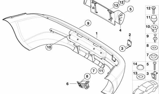 Revestimiento de Parachoques Imprimado Trasero para BMW (OEM 51120307541). Original BMW