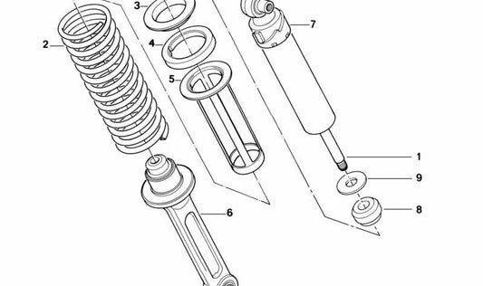 Almohadilla superior para muelles de suspensión traseros OEM 33531458236 para BMW (Modelos compatibles: E36, E46, E90, E91, E92, E93, F30, F31). Original BMW.