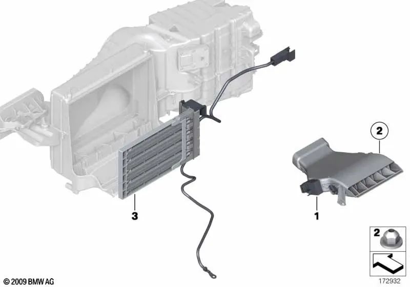 Calentador auxiliar eléctrico izquierdo para BMW F07, F07N (OEM 64119217993). Original BMW