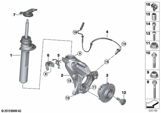 Amortiguador delantero izquierdo VDC para BMW Serie 1 F40 (OEM 37106882619). Original BMW