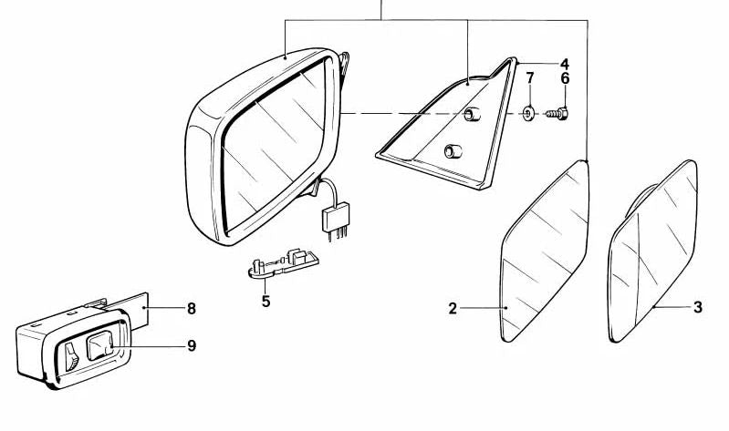 Rechter manueller Außenspiegel für BMW 5er E28 (OEM 51161905514). Original BMW