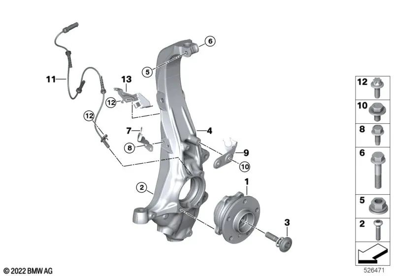 Cojinete oscilante izquierdo para BMW X5 F95, G05, G18, X6 F96, G06, X7 G07, XM G09 (OEM 31216876655). Original BMW.