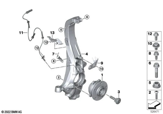 Cojinete oscilante izquierdo para BMW X5 F95, G05, G18, X6 F96, G06, X7 G07, XM G09 (OEM 31216876655). Original BMW.