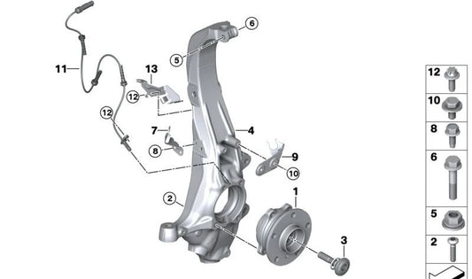 Rear Left Brake Line Bracket OEM 34306876371 for BMW G05, G18, F95, G06, F96, G07, G09. Original BMW