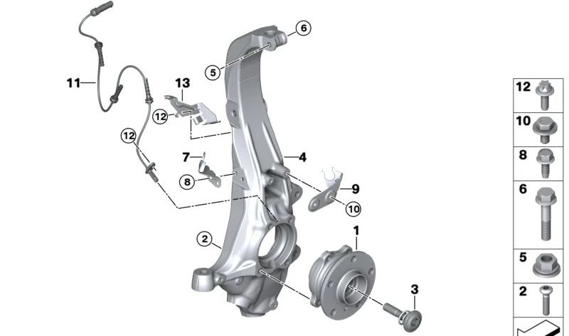 EXTERNAL SUPPORT FOR RIGHT BRAKE LATiguillo 34306876372 FOR BMW G05, G18, F95, G06, F96, G07, G09. Original BMW.