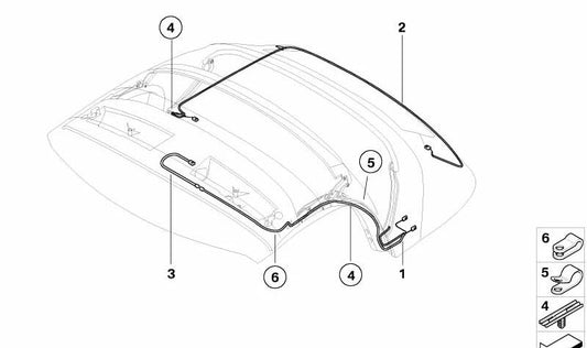 Cable holder for BMW Z4 E85 (OEM 54347132895). Genuine BMW