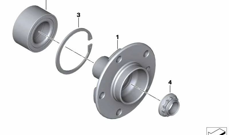 Rodamiento oblicuo de rueda trasera OEM 33416792361 para BMW Serie 3 y Serie 4 (F30, F31, F34, F32, F33, F36). Original BMW.