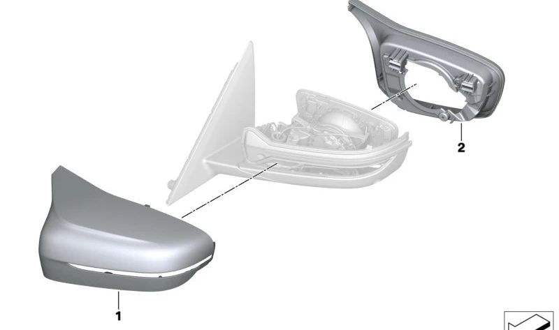 Rechte grundierte Abdeckkappe für BMW 5er F90, G30, G31, 7er G11, G12, 8er F91, G14, G15 (OEM 51168073274). Original BMW