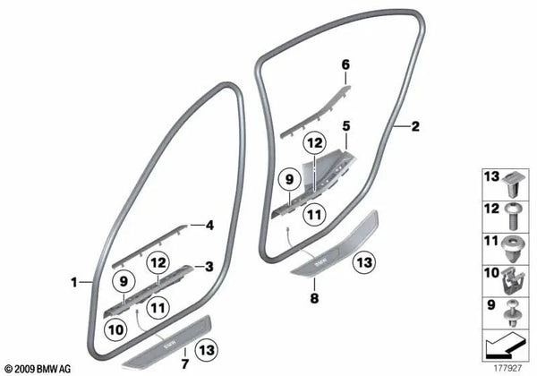 Abdeckleiste de entrada interior delantero izquierdo Beige Veneto para BMW Serie 7 F01N, F02N (OEM 51477344567). Original BMW