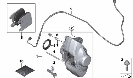 Carcasa del caliper de freno derecha para BMW F20, F21, F22, F23 (OEM 34216860738). Original BMW