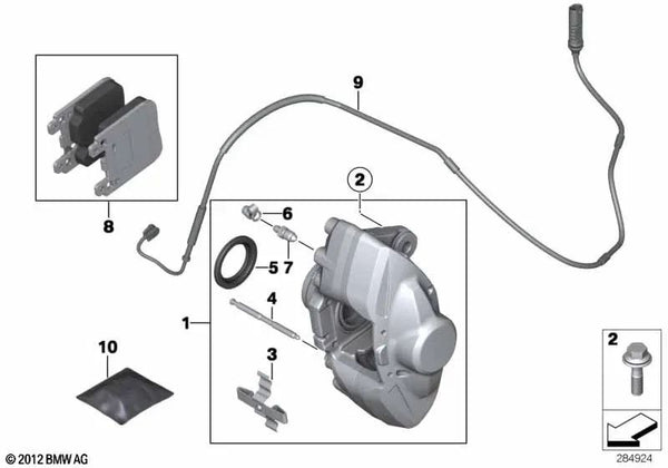 Carcasa de pinza de freno izquierda para BMW F20, F21, F22, F23 (OEM 34216860737). Original BMW