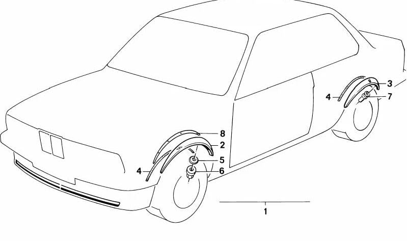 Acabado trasero izquierdo OEM 51711922095 para BMW E24. Original BMW.