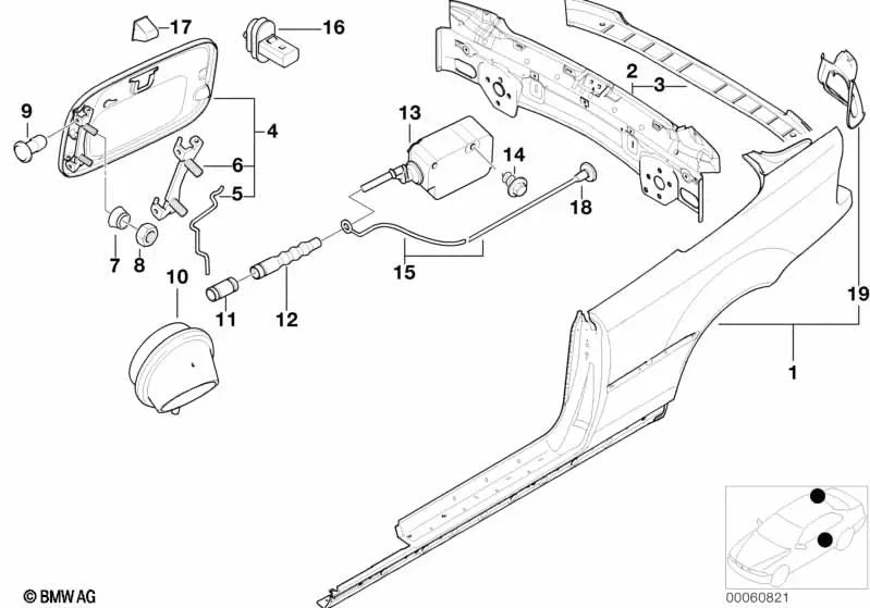 Trasera externa para BMW Serie 3 E46 (OEM 41347130269). Original BMW