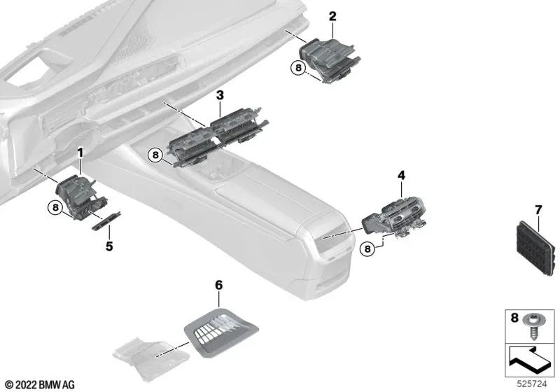 Difusor de ranuras para BMW G70 (OEM 64229872439). Original BMW