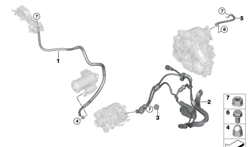 B+ Support -Kabel zum Starten von OEM 61125A70E77 für BMW G01, G02. Original BMW.