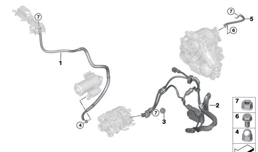 Cabo de suporte B+ para iniciar o OEM 61125A70E77 para BMW G01, G02. BMW original.