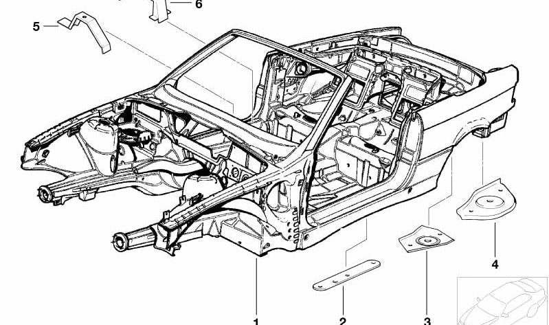 Refuerzo para transmisión derecha para BMW E36 (OEM 41122256494). Original BMW.