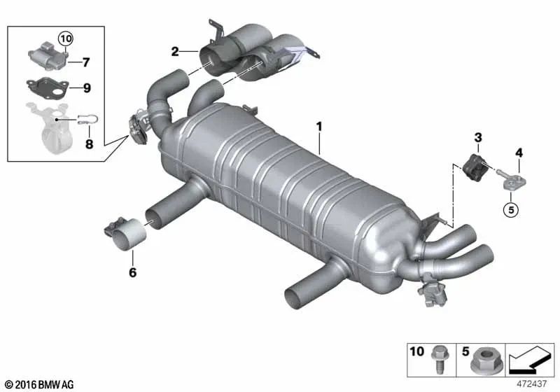 Embellecedor de salida de escape izquierdo para BMW Serie 7 G12 (OEM 18307992025). Original BMW.