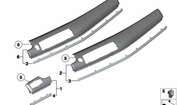 Embellecedor de madera para salpicadero (derecha) OEM 51459195654 para BMW F07 (Serie 5 GT). Original BMW.