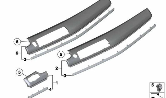 Moldura salpicadero madera Fineline Natural derecha OEM 51459195656 para BMW F07. Original BMW.