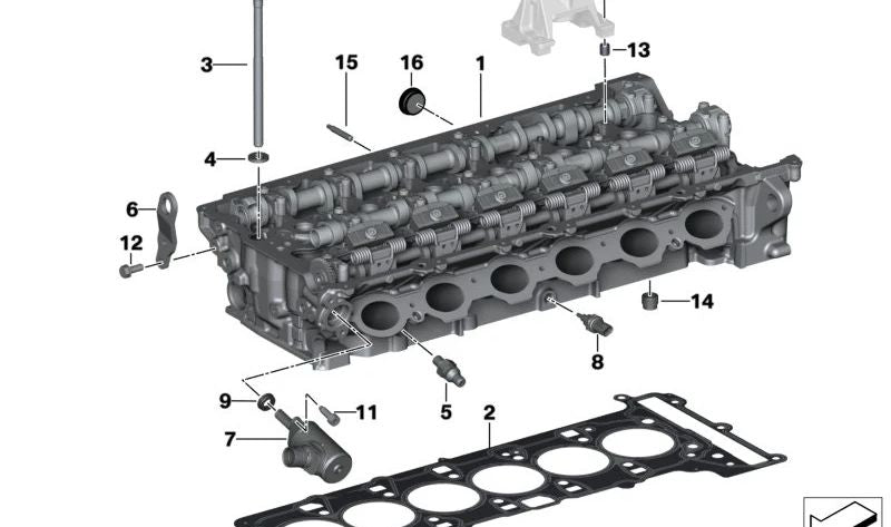 Cylinder head with valve train for BMW 2 Series G42, 3 Series G20, G21, 4 Series G22, G23, G26, X3 G01, X4 G02, Z4 G29 (OEM 11127934495). Original BMW