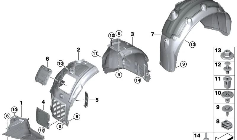 Cubierta del paso de rueda trasero derecho para BMW Serie 8 G16 (OEM 51717374746). Original BMW