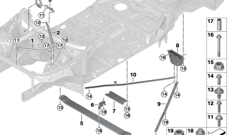 Right support for BMW X5 G05, G05N (OEM 51717447010). Original BMW