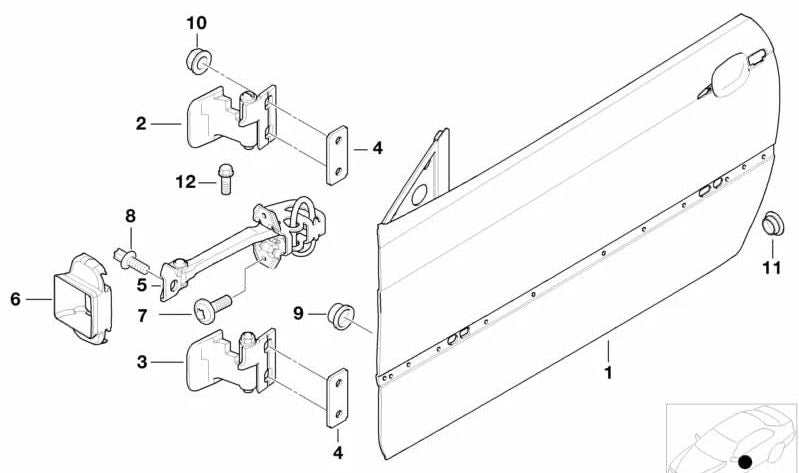 Limitador de puerta delantero para BMW Serie 3 E46 (OEM 51218204173). Original BMW.