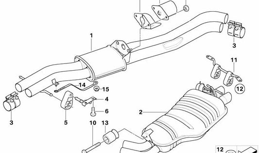 Silenciador trasero para BMW X3 E83 (OEM 18303415466). Original BMW