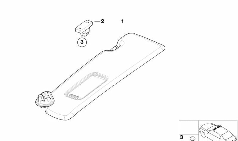 Visera de sol con cubierta de espejo izquierda para BMW E46 (OEM 51168245085). Original BMW