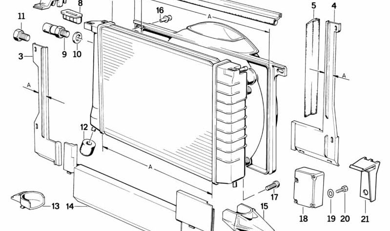 Cubierta inferior para BMW Serie 7 E32 (OEM 17111712025). Original BMW.