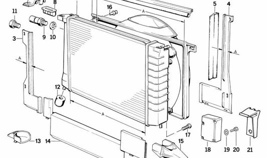 Cubierta inferior para BMW Serie 7 E32 (OEM 17111712025). Original BMW.